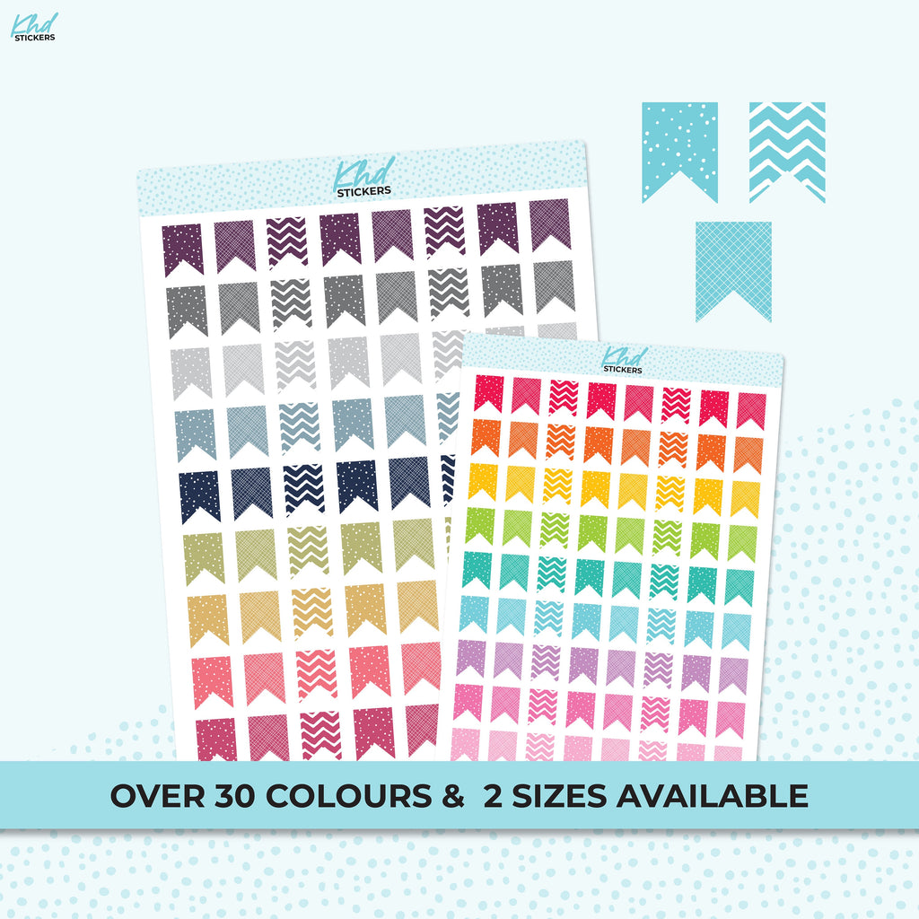 Patterned Flag Stickers, Planner Stickers, Two Sizes, Removable
