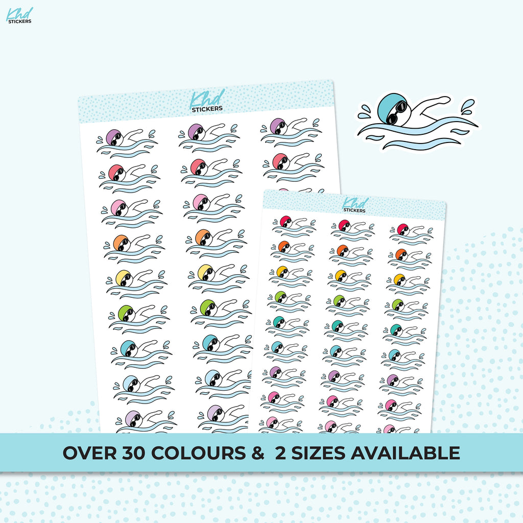 Swimming Stickers, Planner Stickers, Two Sizes, Removable