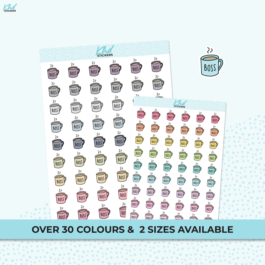 Boss Mug  Planner Stickers, Two Sizes, Removable