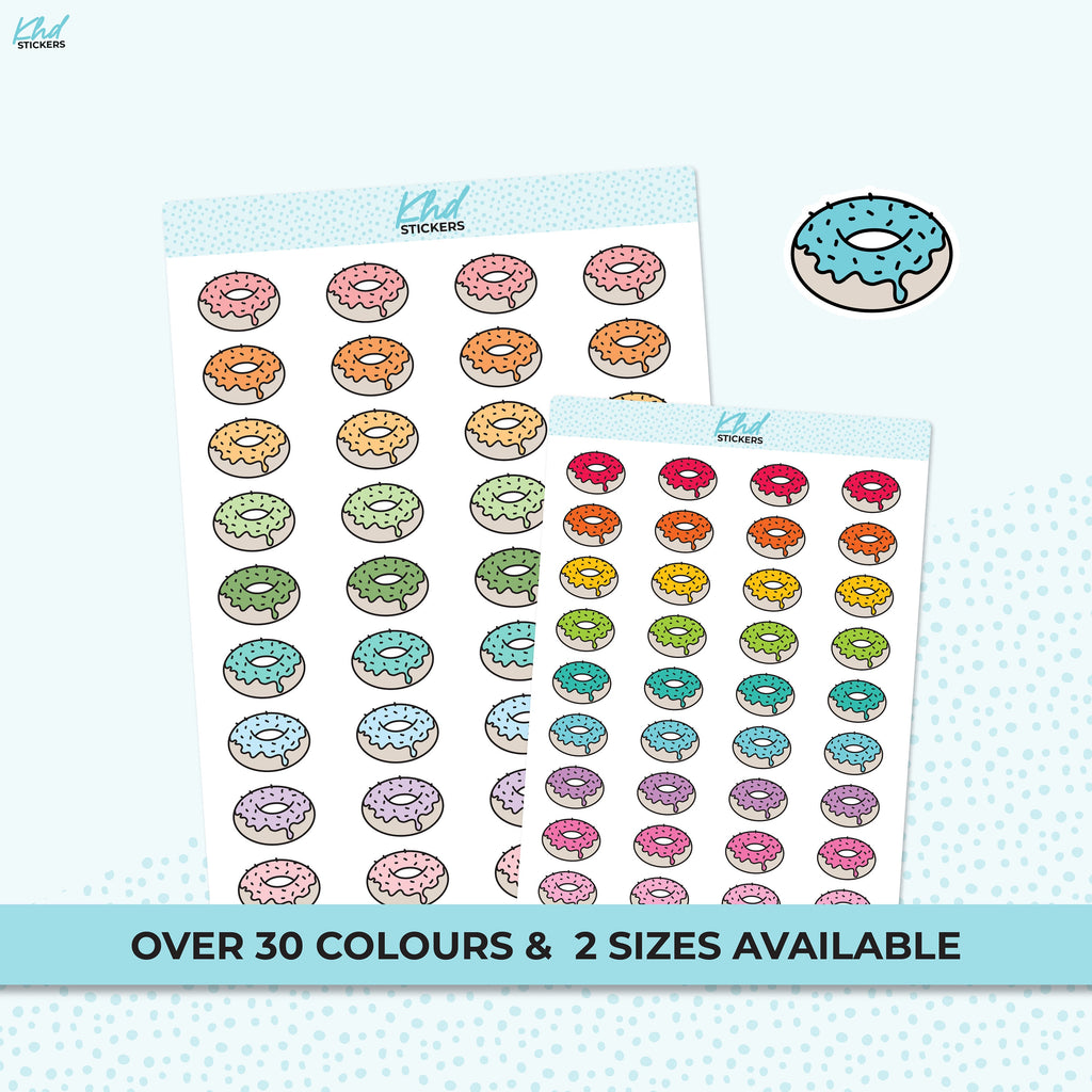 Donut Icon Stickers - Planner Stickers - RemovableTwo Sizes and over 30 colour selections, Removable