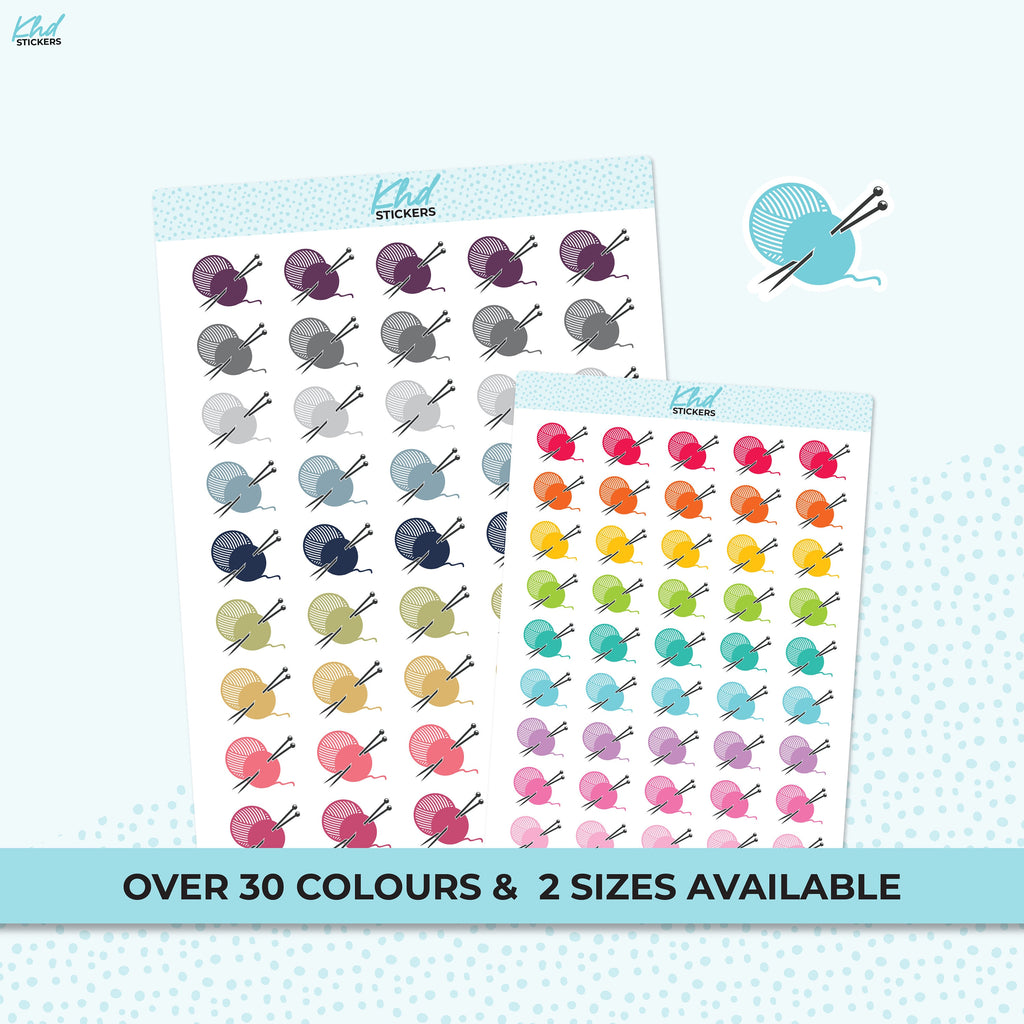 Knitting Icons Stickers, Planner Stickers, Two Sizes, Removable