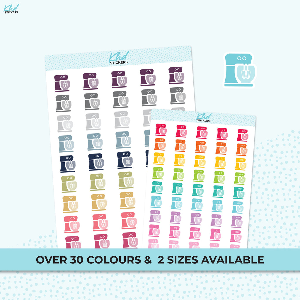 Kitchen Mixer / Baking Icon Stickers, Planner Stickers, Two sizes, Removable