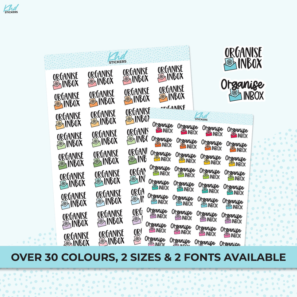 Organise Inbox Planner Stickers, Planner Stickers, Removable