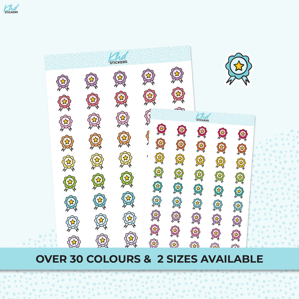 Merit Badge Icon Stickers, Planner Stickers, Two sizes and over 30 colour options, removable