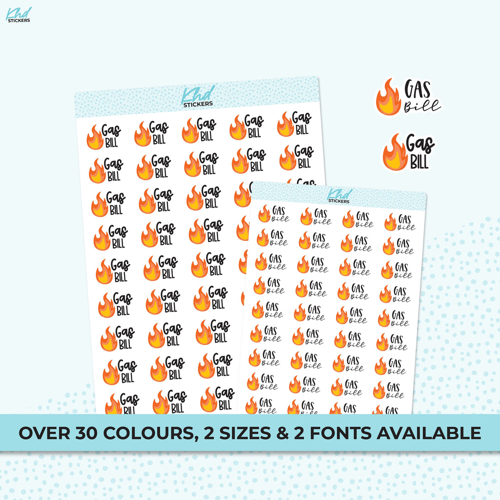 Gas Bill Stickers, Word Planner Stickers, Removable