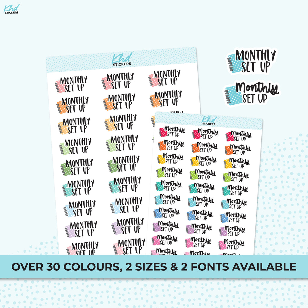 Monthly Set Up Stickers, Planner Stickers, Removable