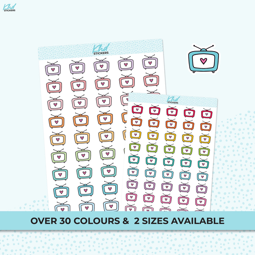 TV Icon Stickers, Planner Stickers, Removable featuring a cute heart.