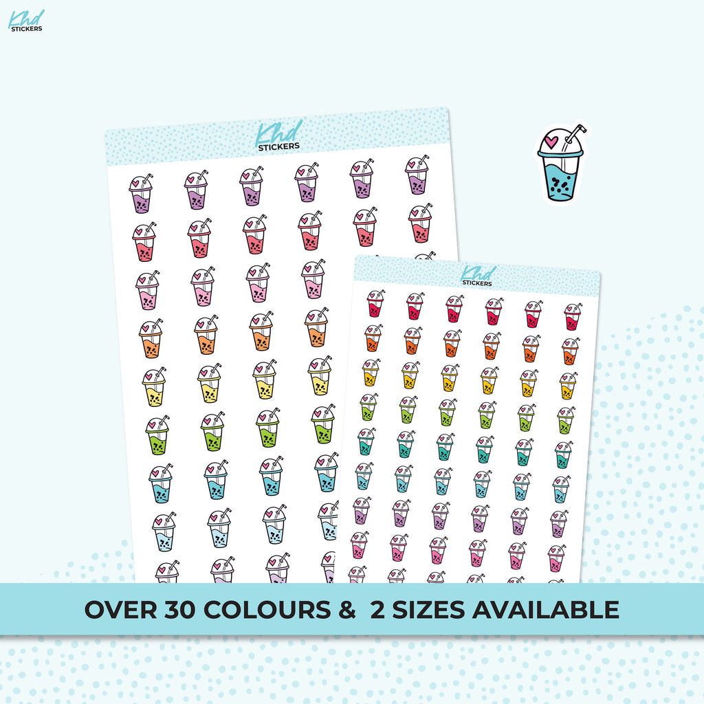 Bubble Tea Icon Stickers, Planner Stickers, Removable