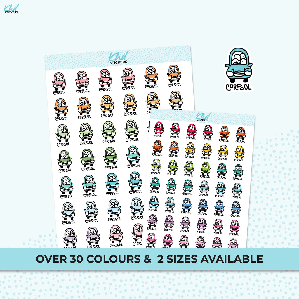 Carpool Stickers, Planner Stickers, Two sizes, Removable