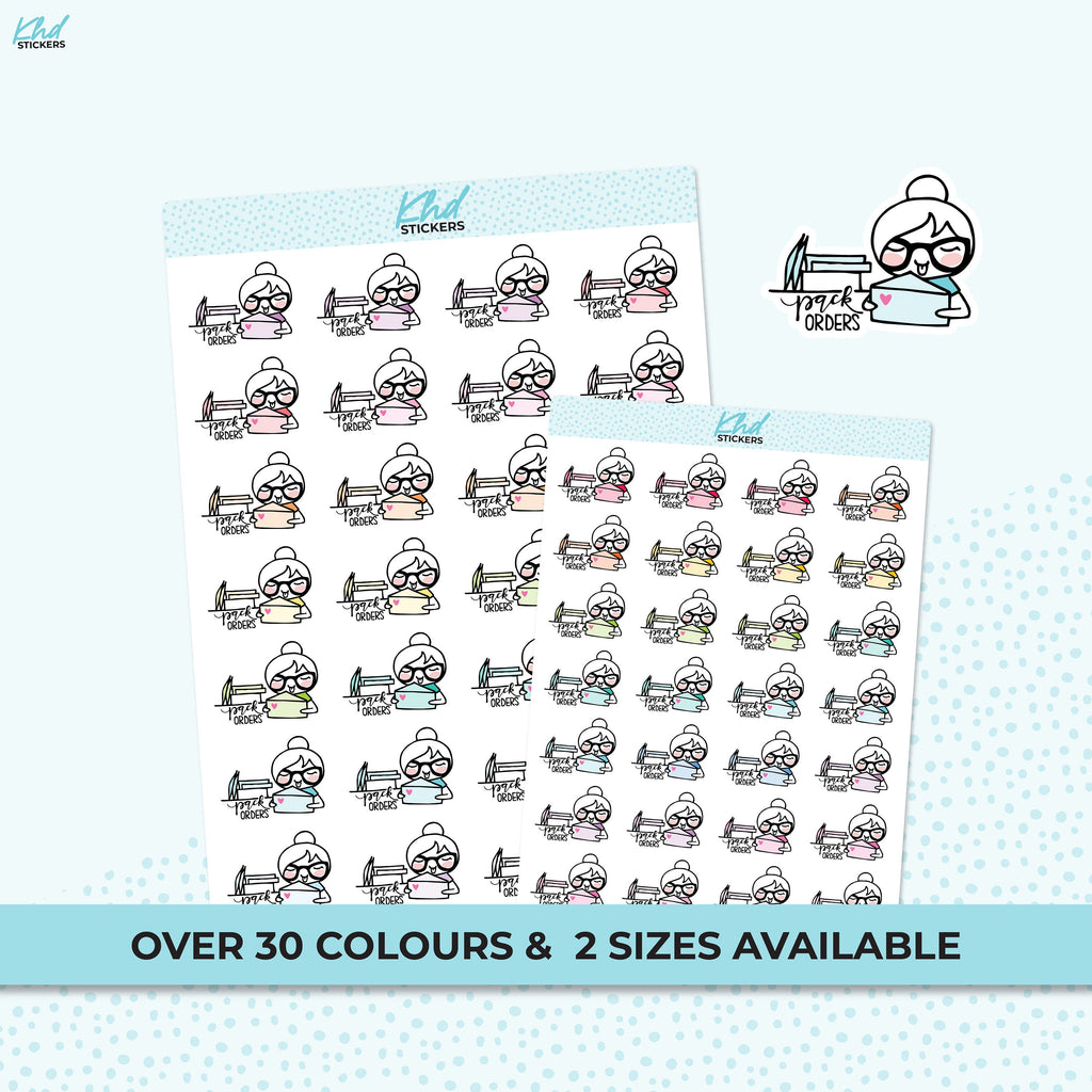 Pack Orders Stickers, Small Business Planner Stickers, Planner Girl Stickers, Two sizes, Removable