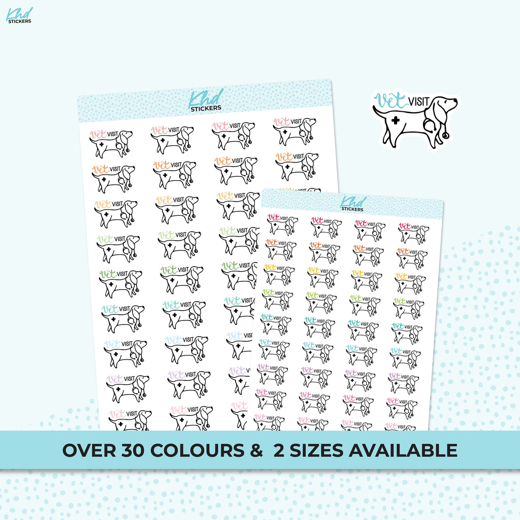 Dog Planner Stickers, Vet Visit Planner Stickers, Two sizes, Removable