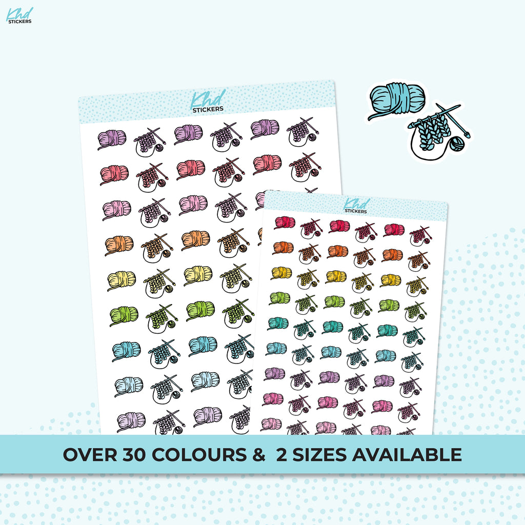 Knitting Stickers, Planner Stickers, Two sizes, Removable