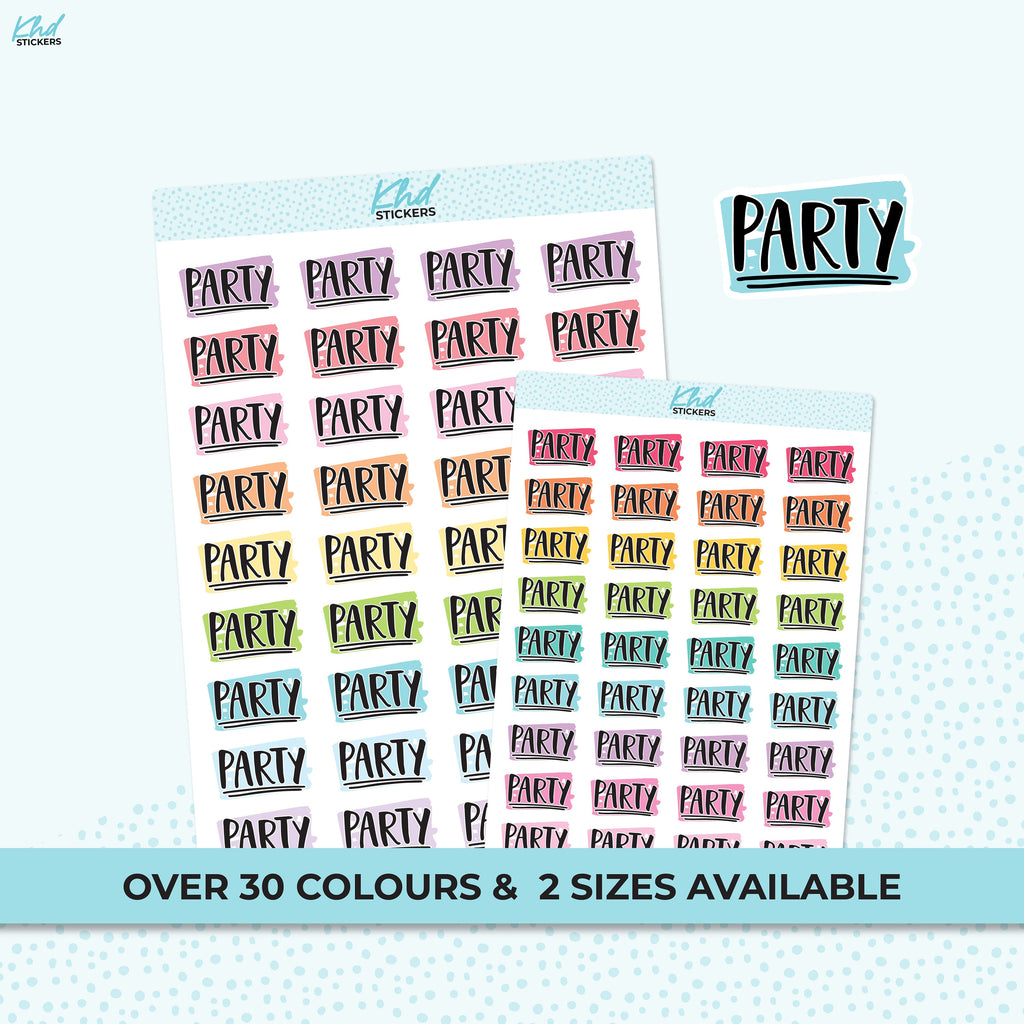 Party Stickers, Word Planner StickersTwo Sizes and over 30 colour selections, Removable