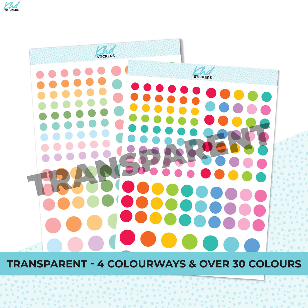 TRANSPARENT Dot Stickers Sampler,  Clear Planner Stickers, Small, Planner Stickers, Removable