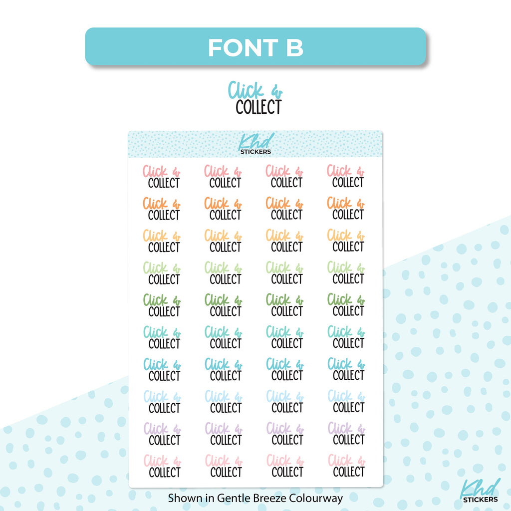 Click & Collect Stickers, Planner Stickers, Two Fonts and Sizes, Removable