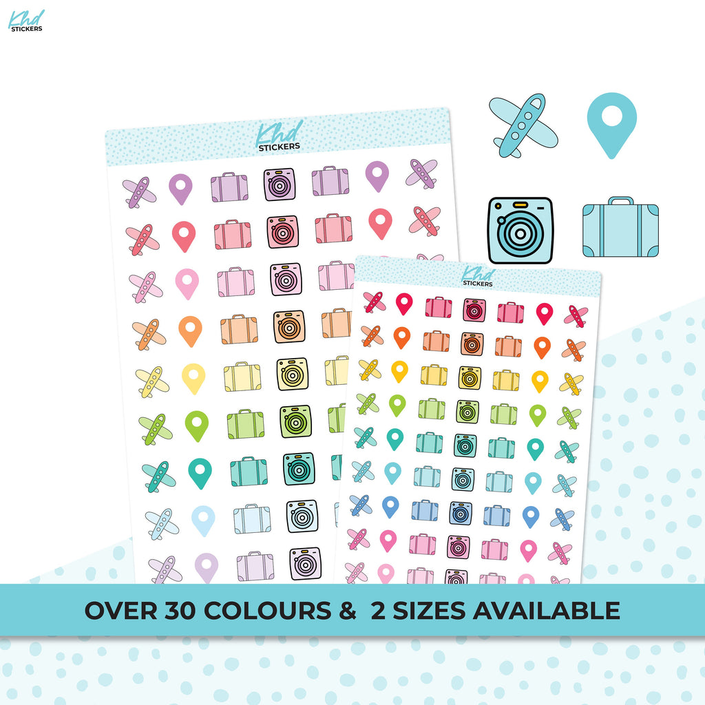 Travel Stickers, Planner Stickers, Two Sizes, Removable