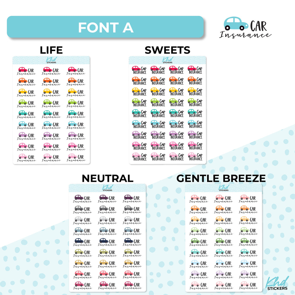 Car Insurance Stickers, Planner Stickers, Removable