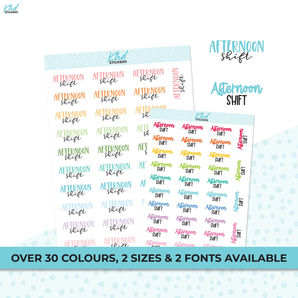 Afternoon Shift Stickers, Planner Stickers, Scripts, Two Sizes, Two fonts choices, removable