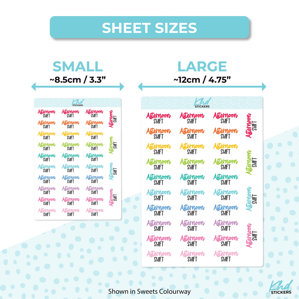 Afternoon Shift Stickers, Planner Stickers, Scripts, Two Sizes, Two fonts choices, removable