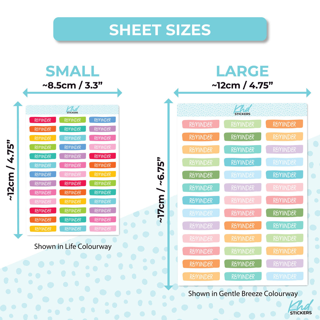 Reminder Banner Stickers, Planner Stickers, Two Sizes, Removable