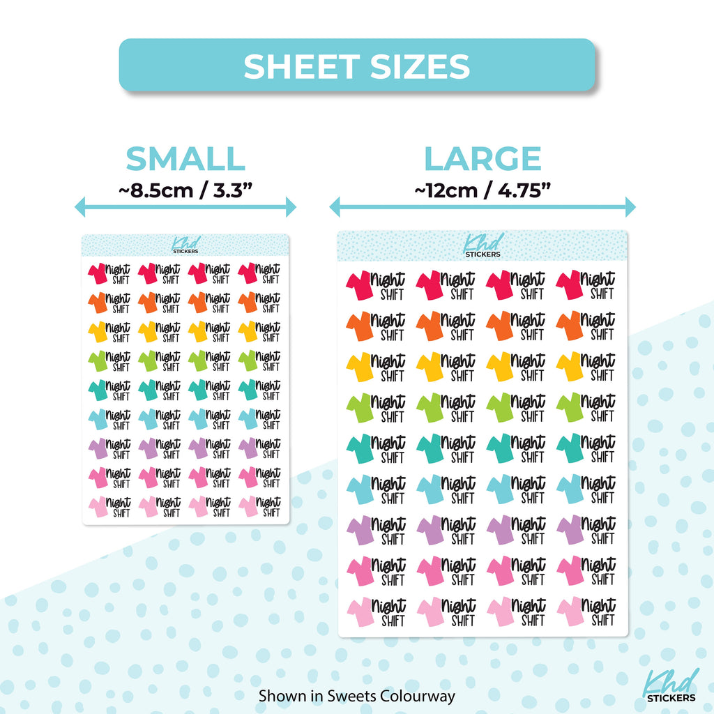 Night Shift - Medical and Nurse Scrubs Shift Planner Stickers, Removable