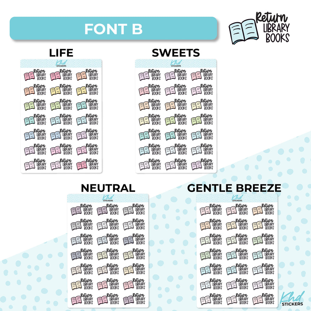 Return Library Books Stickers, Planner Stickers, Removable