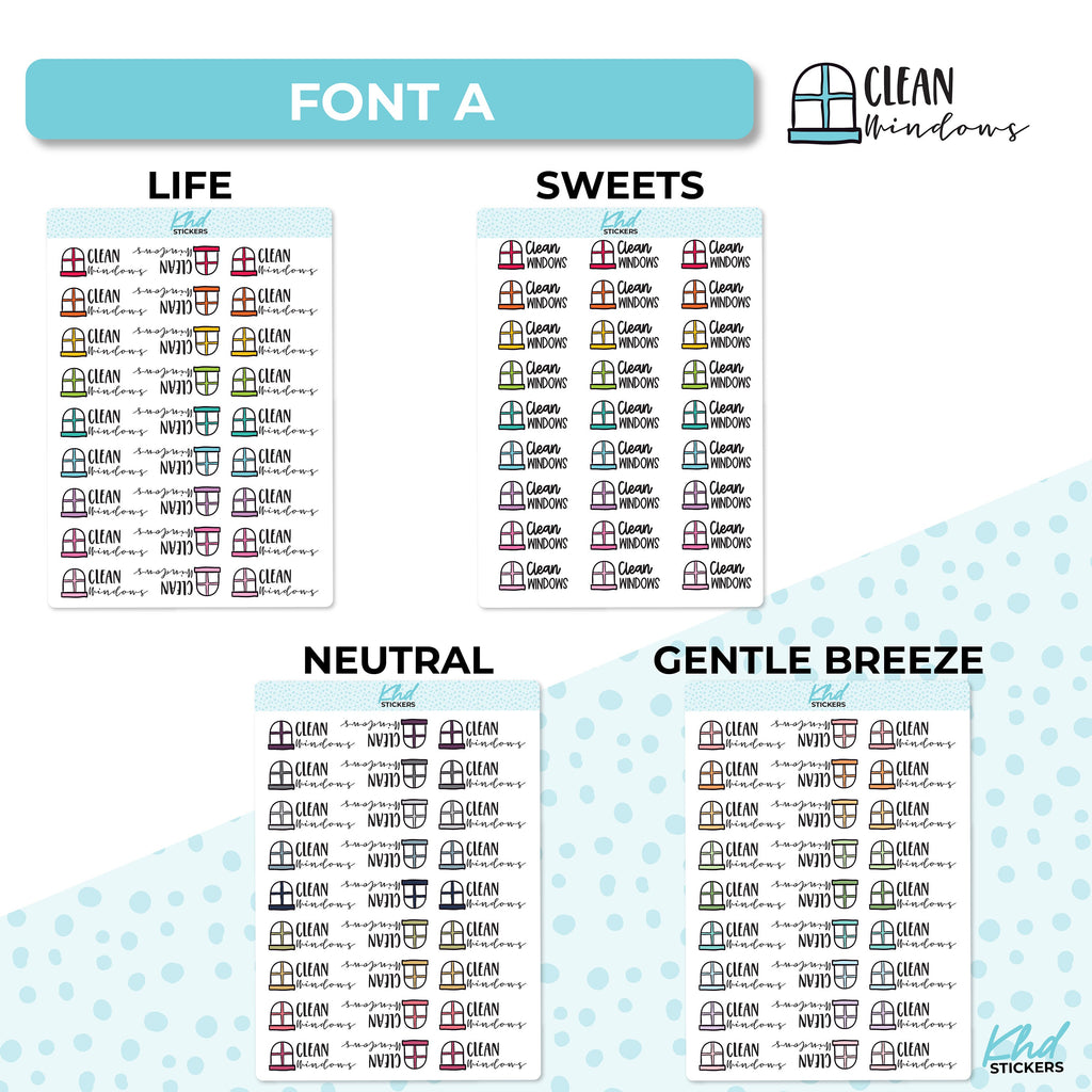 Clean Windows Stickers, Planner Stickers, Removable