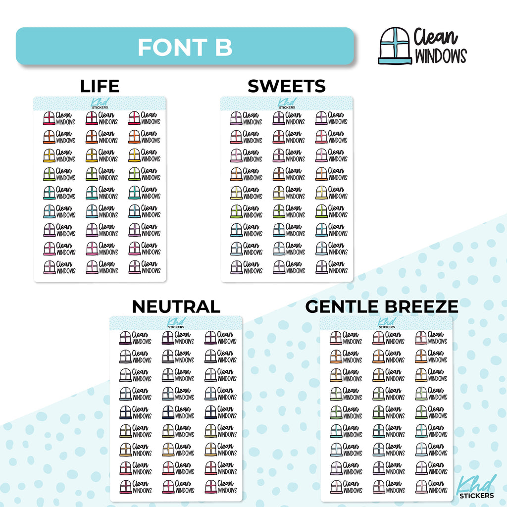 Clean Windows Stickers, Planner Stickers, Removable