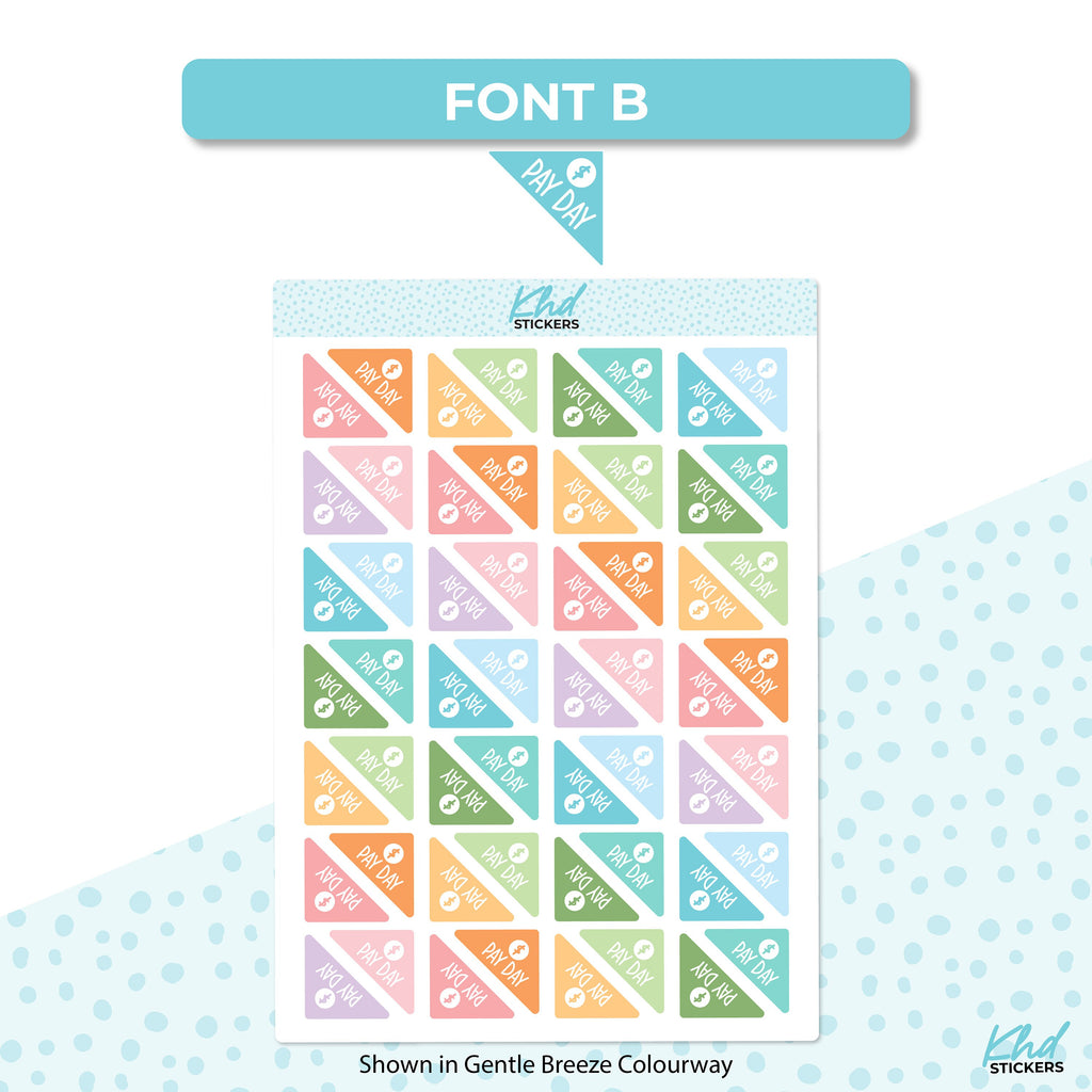 Pay Day Corner Stickers, Planner Stickers, Two Size and Font Options, Removable