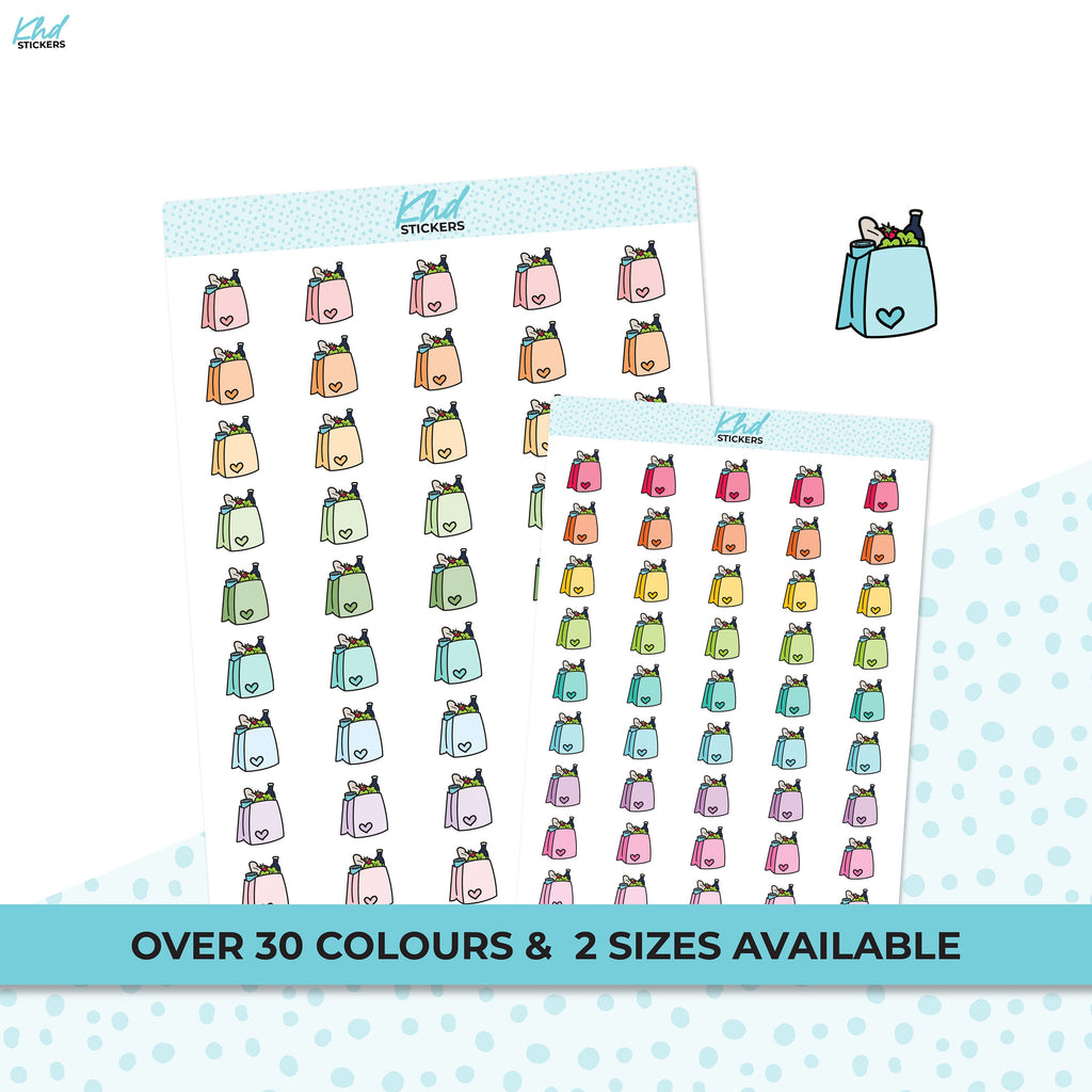 Grocery Shopping Stickers, Planner StickersTwo Sizes and over 30 colour selections, Removable