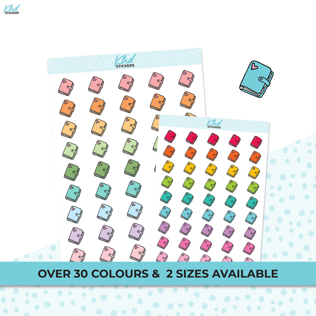 Planner Icon Stickers, Planner Stickers, Two sizes and over 30 colour options, removable