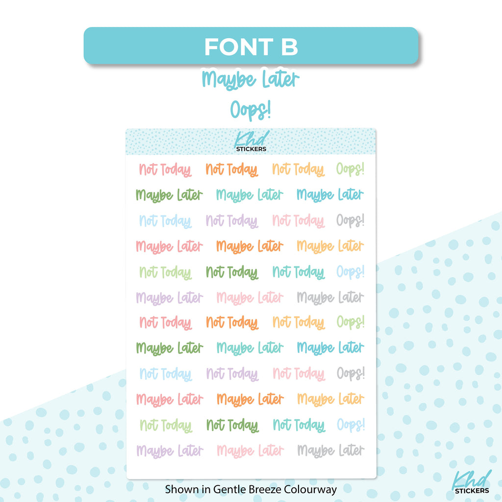 Fun Not Happening Stickers, Planner Stickers, Two sizes and font options, removable