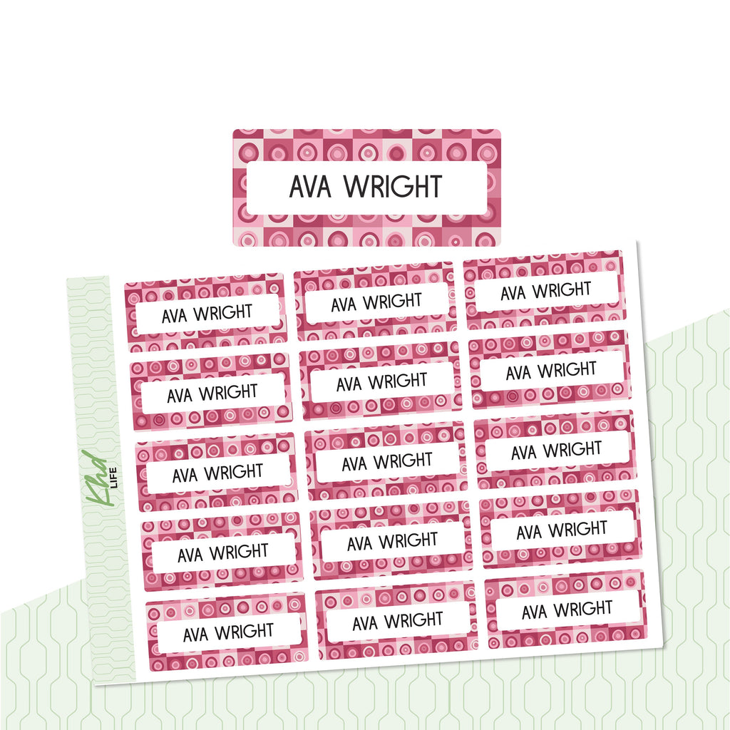Pretty Patterned Name Labels, Personalised Stickers for Everyone, Assorted Colours and Designs in Store