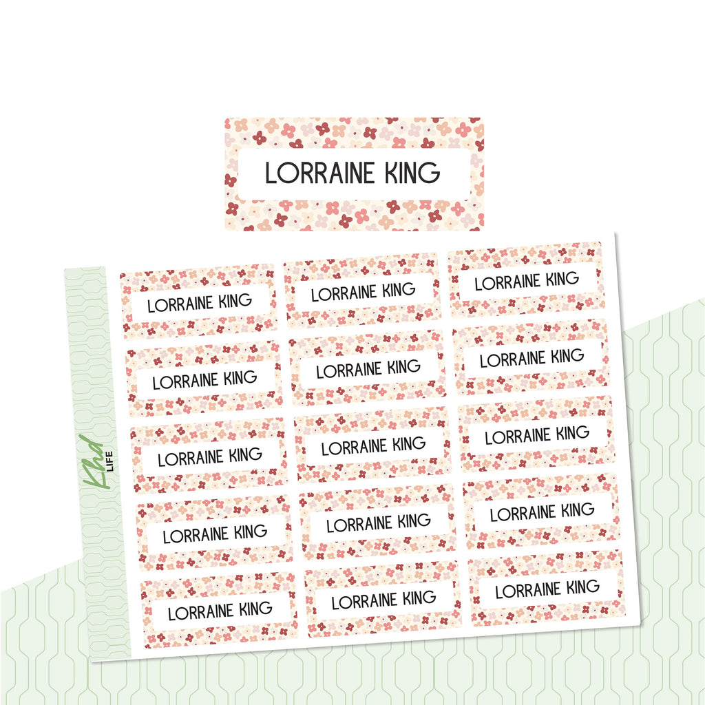 Pretty Floral Patterned Name Labels, Personalised Stickers for Everyone, Assorted Colours and Designs in Store