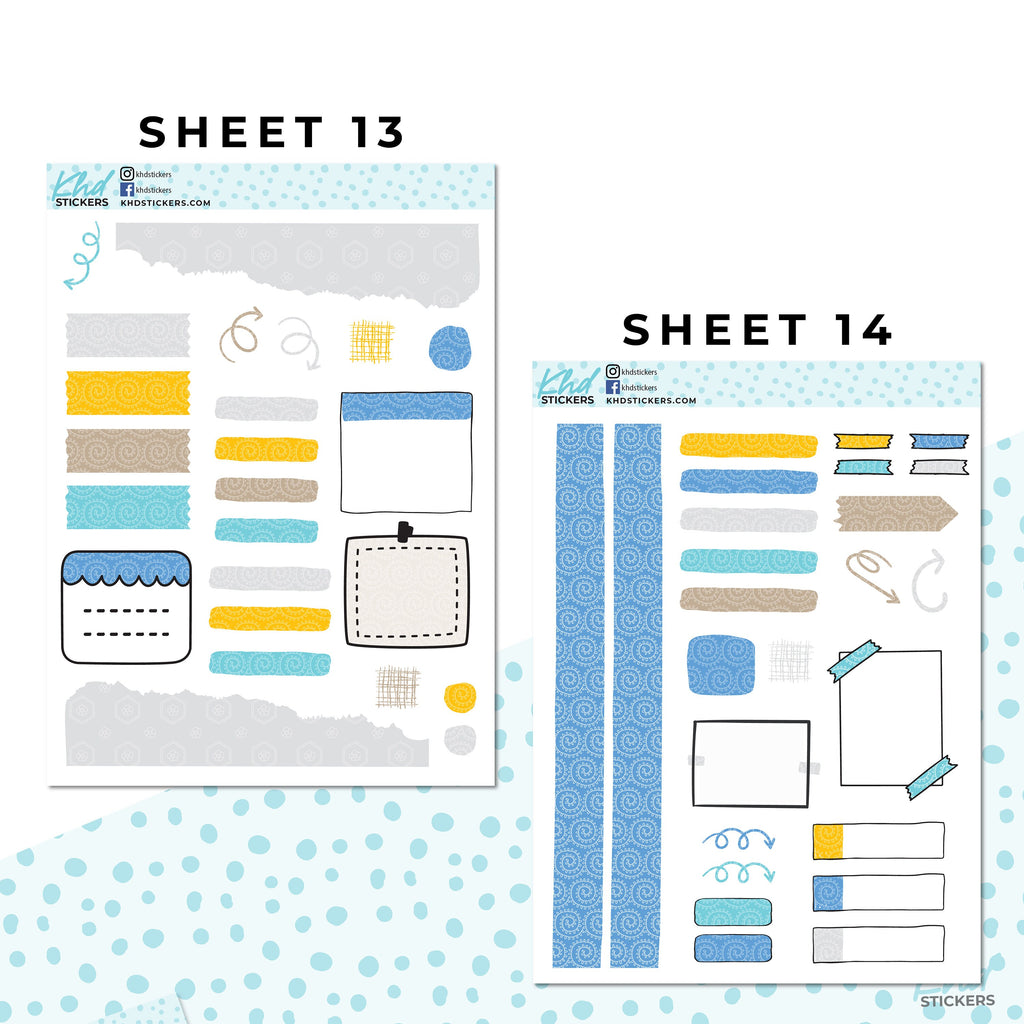 16 Sheets - Monthly Functional Planner Sticker Kit - Summer - Planner Stickers - Kit 4816