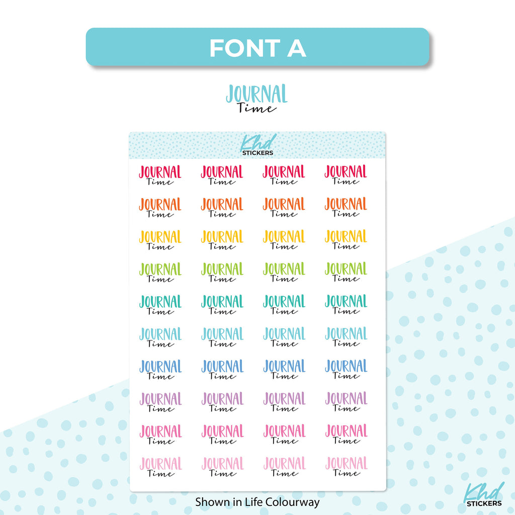 Journal Time Stickers, Planner Stickers, Two Sizes and Font Options, Removable