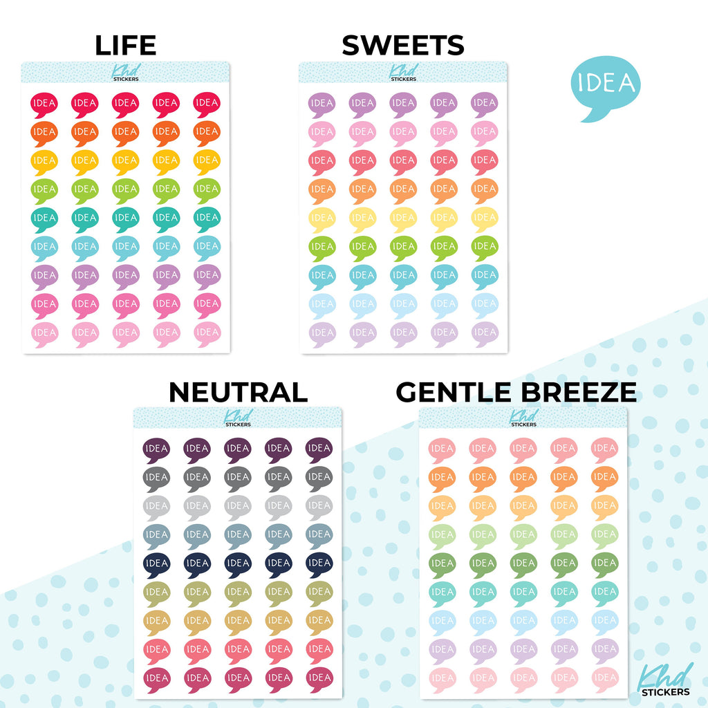 Idea Stickers, Planner Stickers, Two Sizes, Removable