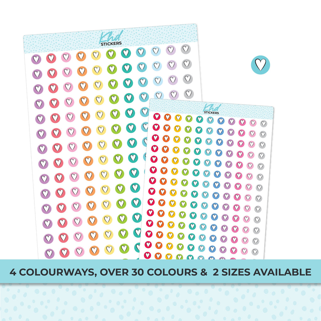 Tiny Heart Icons Stickers, Planner Stickers, Two Sizes, Removable
