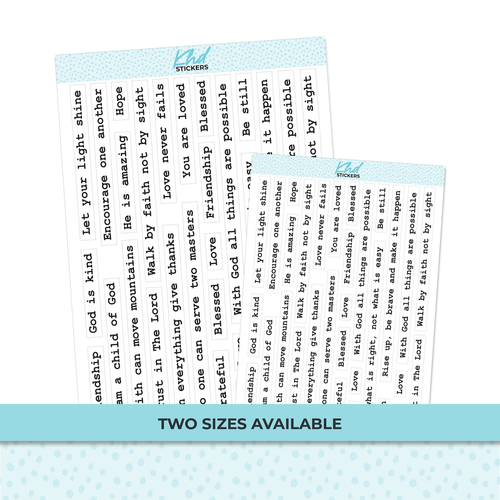 Typed Motivation & Christian Verse Planner Stickers