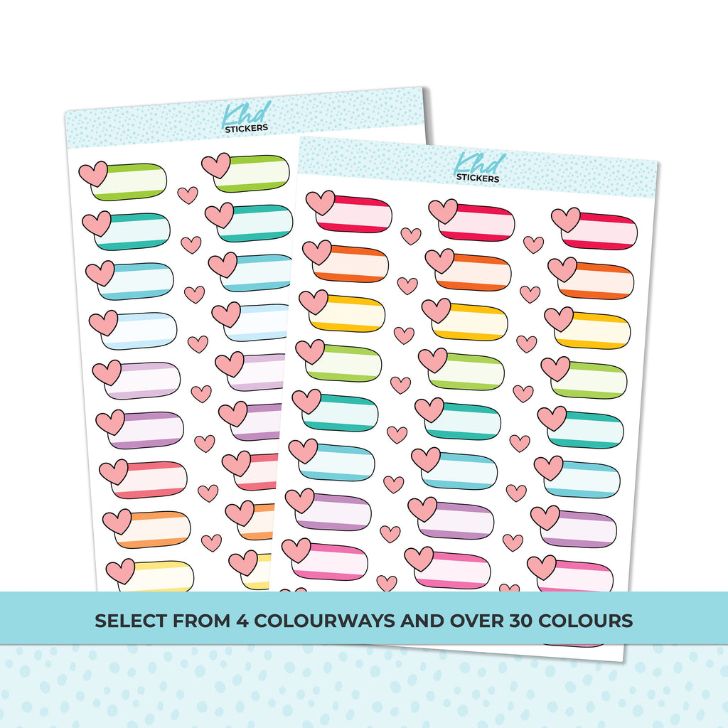 Heart Boxes Functional Planner Stickers