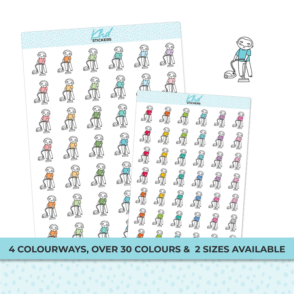 Vacuuming Planner Dude Jeremy Stickers, Planner Stickers, Removable