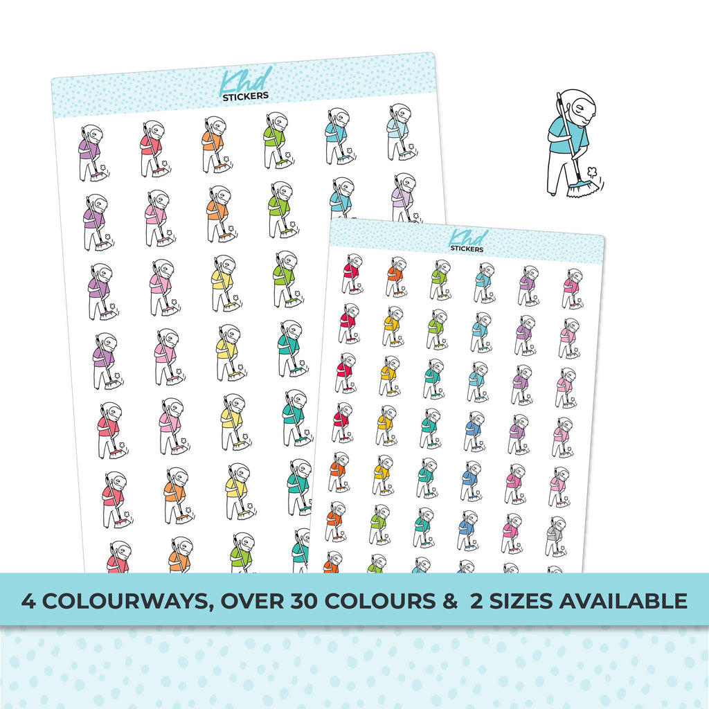 Housework & Sweeping Dude Jeremy Stickers, Planner Stickers, Removable