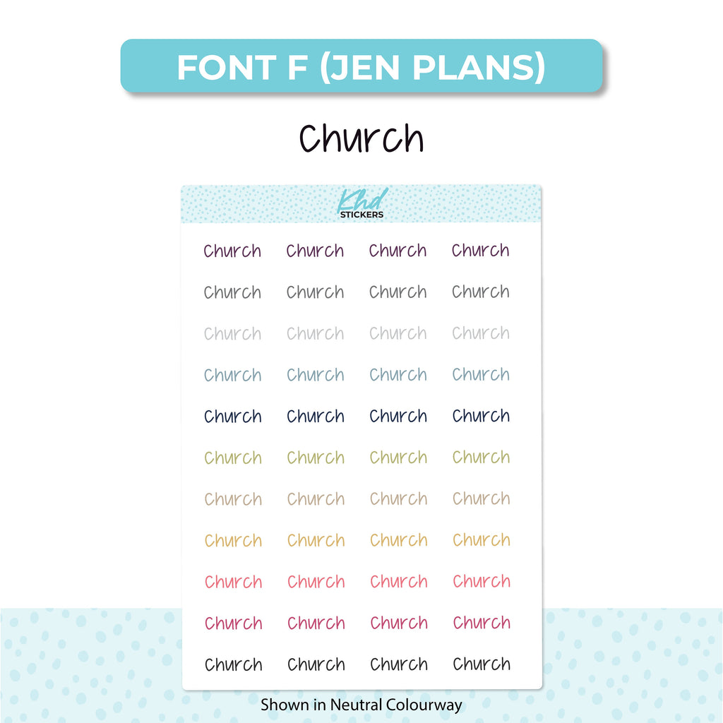 Church script Planner Stickers