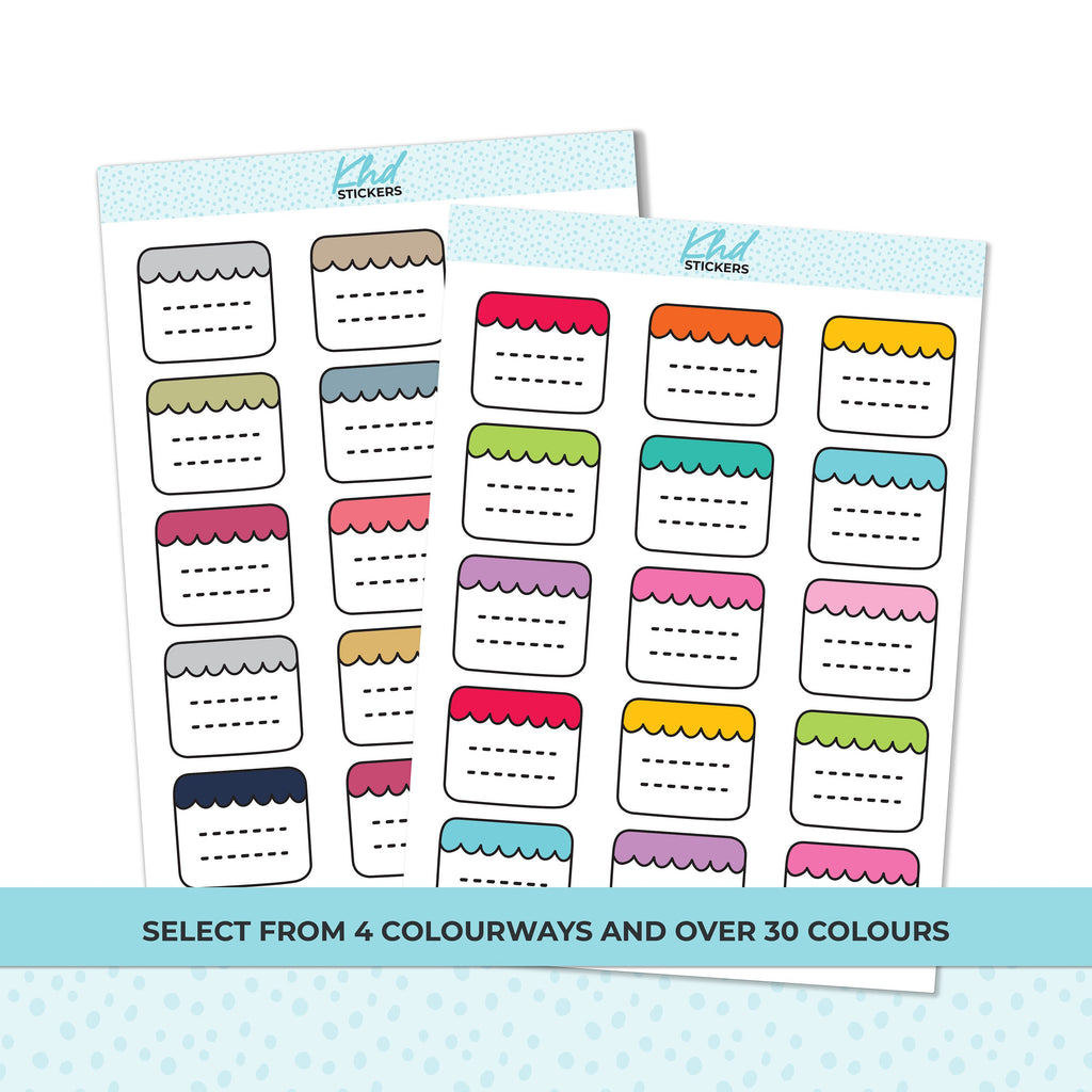 Scallop Boxes Appointment Stickers, Planner Stickers, Removable Vinyl