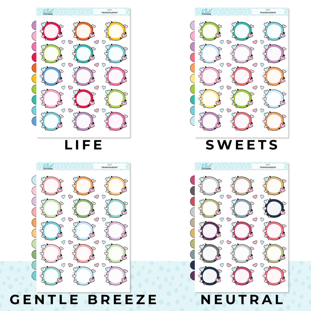 Heart Doodle Circles Appointment Stickers, Planner Stickers, Removable Vinyl