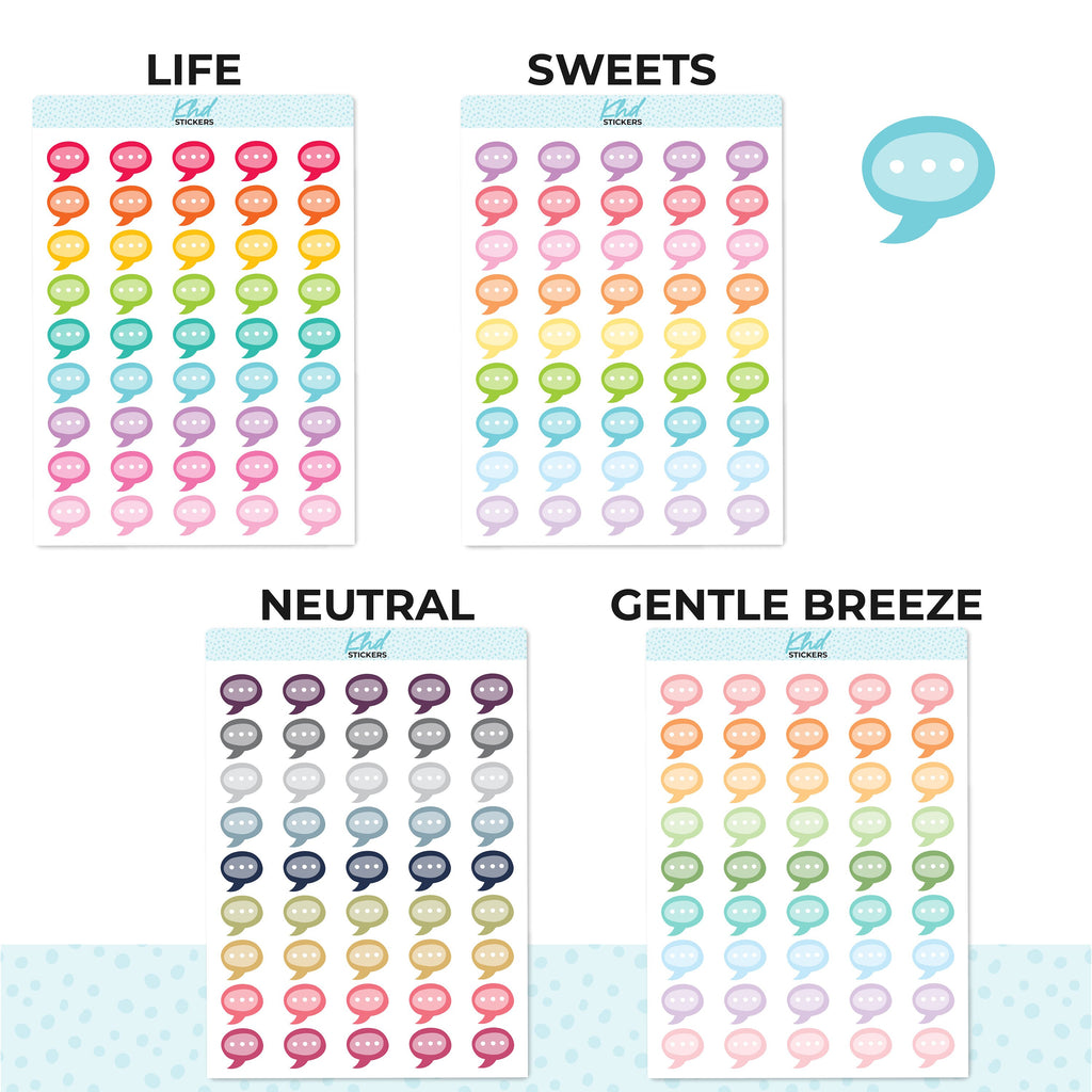 Speech Bubble Planner Stickers, Two Sizes, Removable