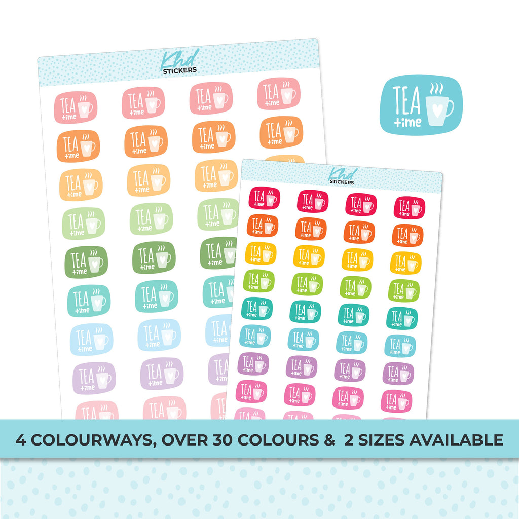 Tea Time Planner Stickers, Two Sizes, Removable