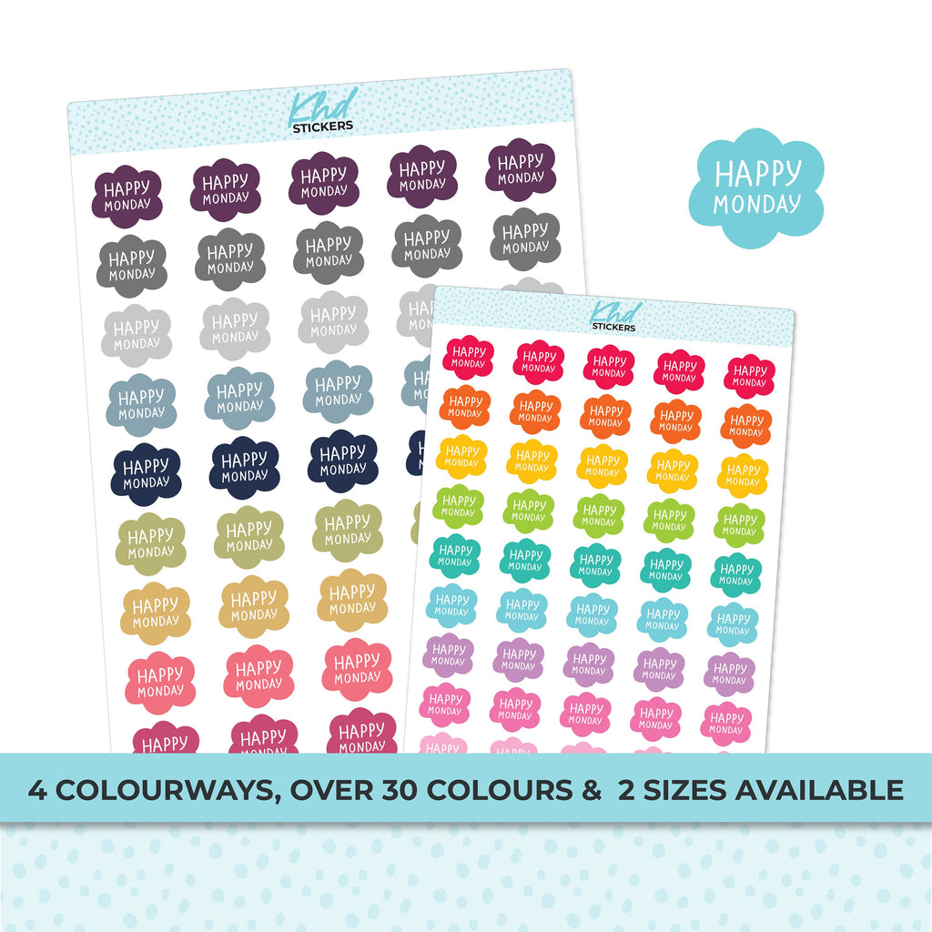 Happy Monday Planner Stickers, Two Sizes, Removable