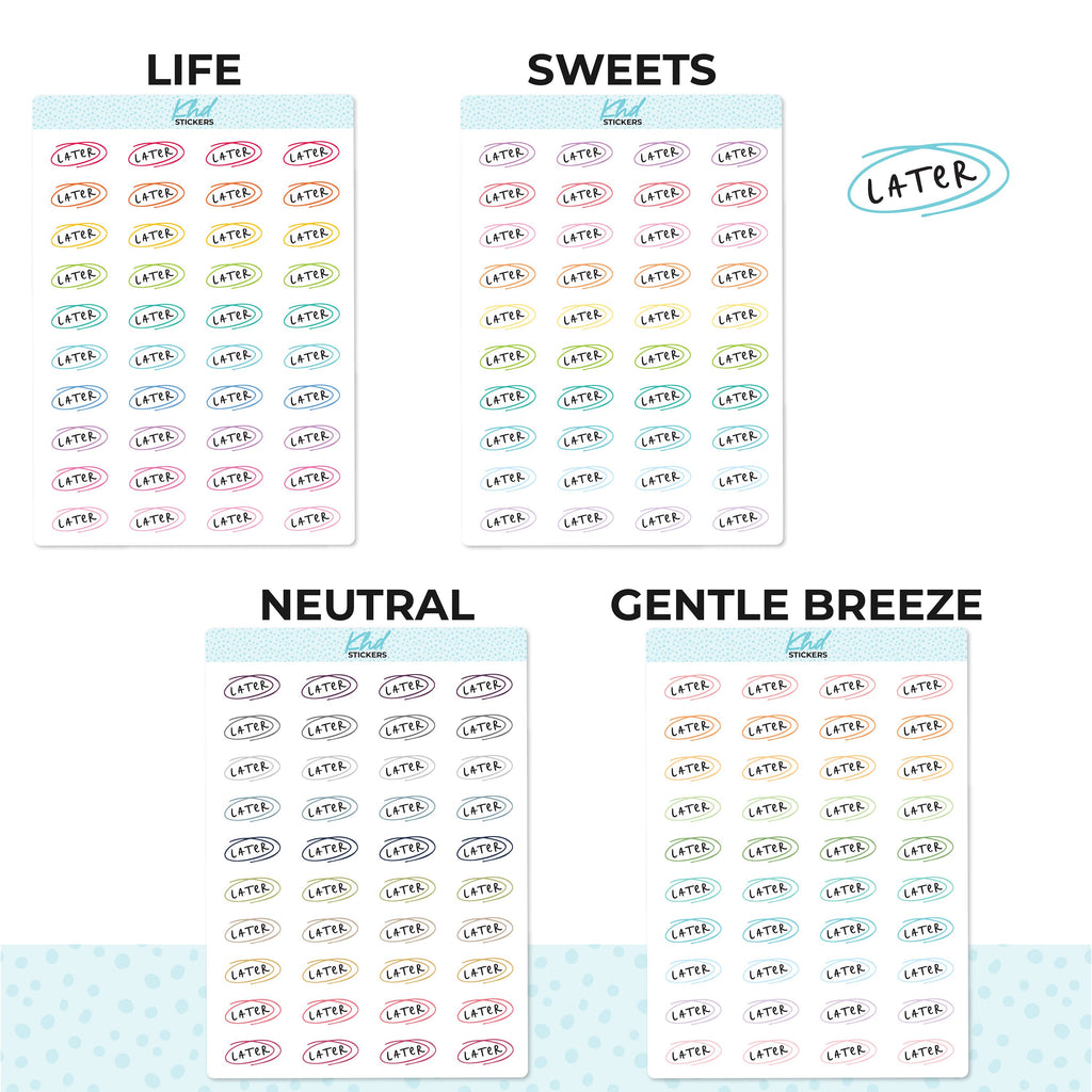 Later Planner Stickers, Two Sizes, Removable