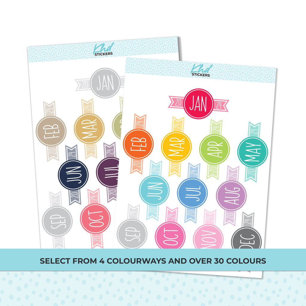 2024 Months of the Year Planner Stickers, Removable